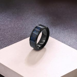 Yellow Chimes Rings for Men Dragon Celtic Inlay Polish Finish Titanium Steel Ring for Men and Boys.